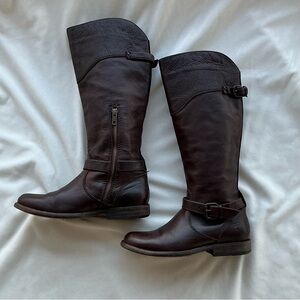 Frye Company Melissa Button 2 Dark Brown Leather Riding Boots Women’s Size 7.5